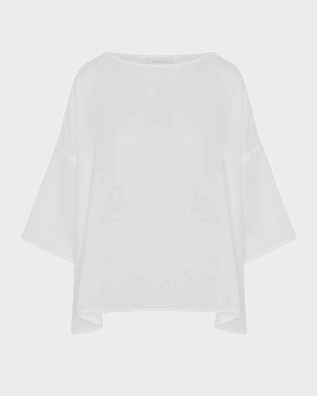 Sloped Shoulder Wide A-Line Scoop Neck Top (Mid Length)